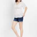 Motherhood Maternity Women's Indigo Blue Baby Roll Hem Secret Fit Belly Denim Short (Blue, XS)