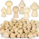 60PCS Unfinished Wooden Mushroom, 6 Sizes of Natural Mini Wood Mushrooms for Arts and Crafts Projects Decoration, DIY Paint Color