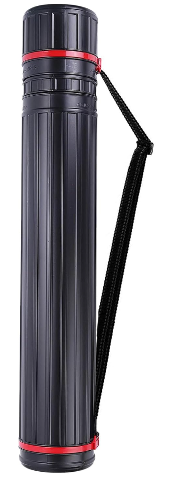  Extendable Poster Tubes Expand from 30.5” to 50” with Shoulder Strap | Carry Documents, Blueprints, Drawings and Art | Black Portable Durable Round Storage Cases