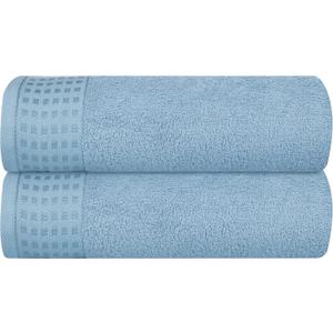 GLAMBURG 100% Cotton 2 Pack Oversized Bath Towel Set 28x55 Inches, Ultra Soft Highly Absorbant Compact Quickdry & Lightweight Large Bath Towels, Ideal for Gym Travel Camp Pool - Sky Blue