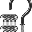 Argojolo Ceiling Hooks – Vinyl Coated Screw Hooks – 1-1/2 Inches Cup Hooks – Screw-in Hooks – 20 Pack – Black