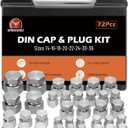 SPARKWHIZ 72Pcs Heavy Duty DIN Cap & Plug Assortment Hydraulic Adapter Fitting Kit Set, Galvanized Steel with Precision Threading Dash Sizes 14 16 18 20 22 24 30 36