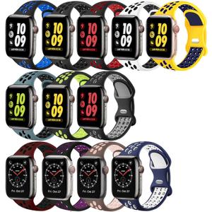 12 Pack Compatible with Apple Watch Band 40mm 41mm 42mm 44mm 45mm 46mm 49mm 38mm, Breathable Soft Silicone Sport Replacement Strap Men Women for iWatch Series 11/10/9/8/7/6/5/4/3/2/1/SE/Ultra