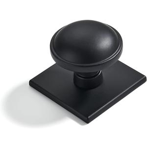 Khtumeware 2-Pack Heavy Duty Solid 1-1/2 Inch Cabinet Knob with Backplate,Matte Black Drawer Knobs with Back Plate, Ideal for Dressers and Kitchen cabinets.