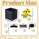 Glenmal 24 Pcs Class of 2026 Graduation Table Centerpieces Decor 6/7 Inch Graduation Photo Frame Display Box Artificial Sunflowers and Roses Class 2026 Centerpieces Picks for Party(Black)