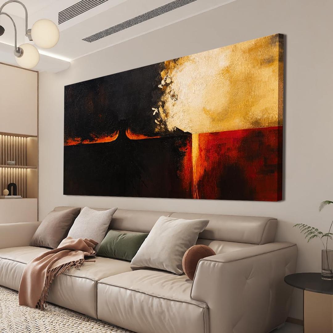 Canvas Wall Art Decor Wall Art Pictures For Living Room Black Red Vintage Wall Art Decor Abstract Art Work Decoration Modern Abstract Wall Art Prints For Bedroom Office Kitchen Wall Decor 24" x 48"