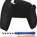 eXtremeRate Black Soft Touch Grip Custom Back Plate Bottom Shell Compatible with ps5 Controller, Replacement Back Shell Cover Compatible with ps5 Controller