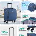 BAGSMART Underseat Carry On luggage Airline Approved, 16-inch Small Softside Underseater Travel Suitcase with Spinner Wheels Overnight Bag Small Rolling Carry-on for Women Men Weekender, Navy Blue