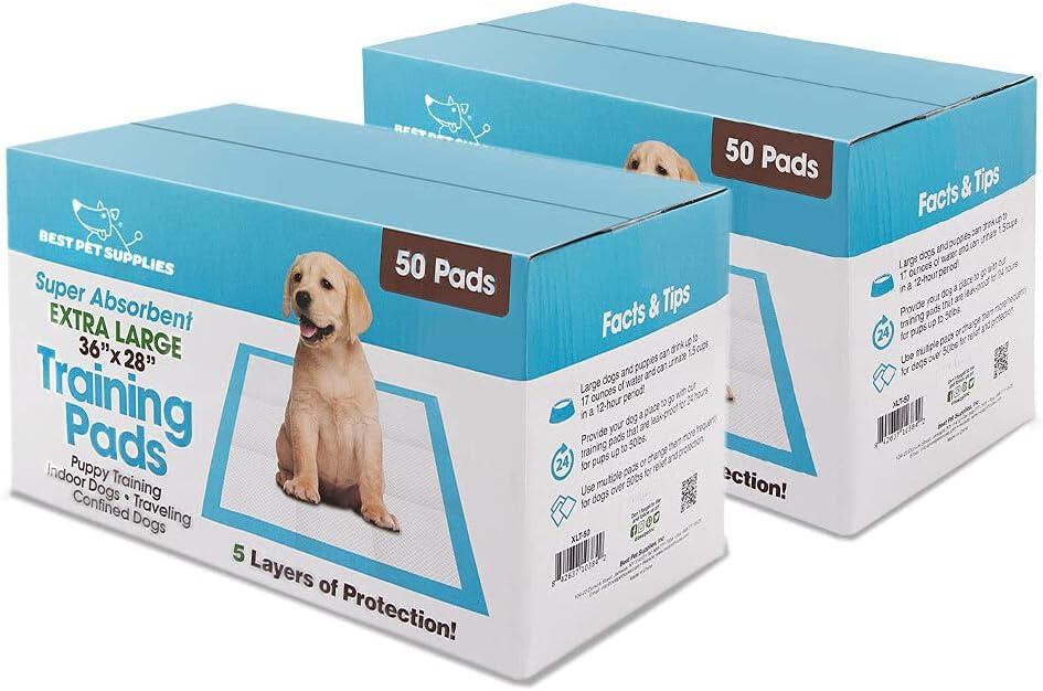 Best Pet Supplies XL (36 x 28 Inches) Puppy Pads 100 Count - Super Absorbent Dog Training Pads, Quick-Dry, Odor Control, Disposable Pee Pads, Leak-Proof Wee Wee Pads for Indoor Dogs Baby Blue
