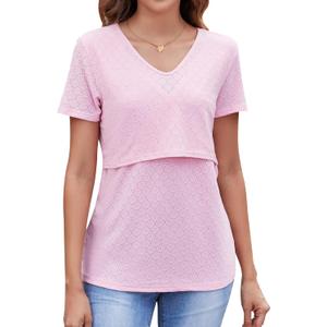 Sosolism V Neck Breastfeeding Shirts Short Sleeve Breathable Nursing Tops Summer Pumping Tshirt for Women (Pink, L) Sosolism V Neck Breastfeeding Shirts Short Sleeve Breathable Nursing Tops Summer Pumping Tshirt for Women (Pink, L)
