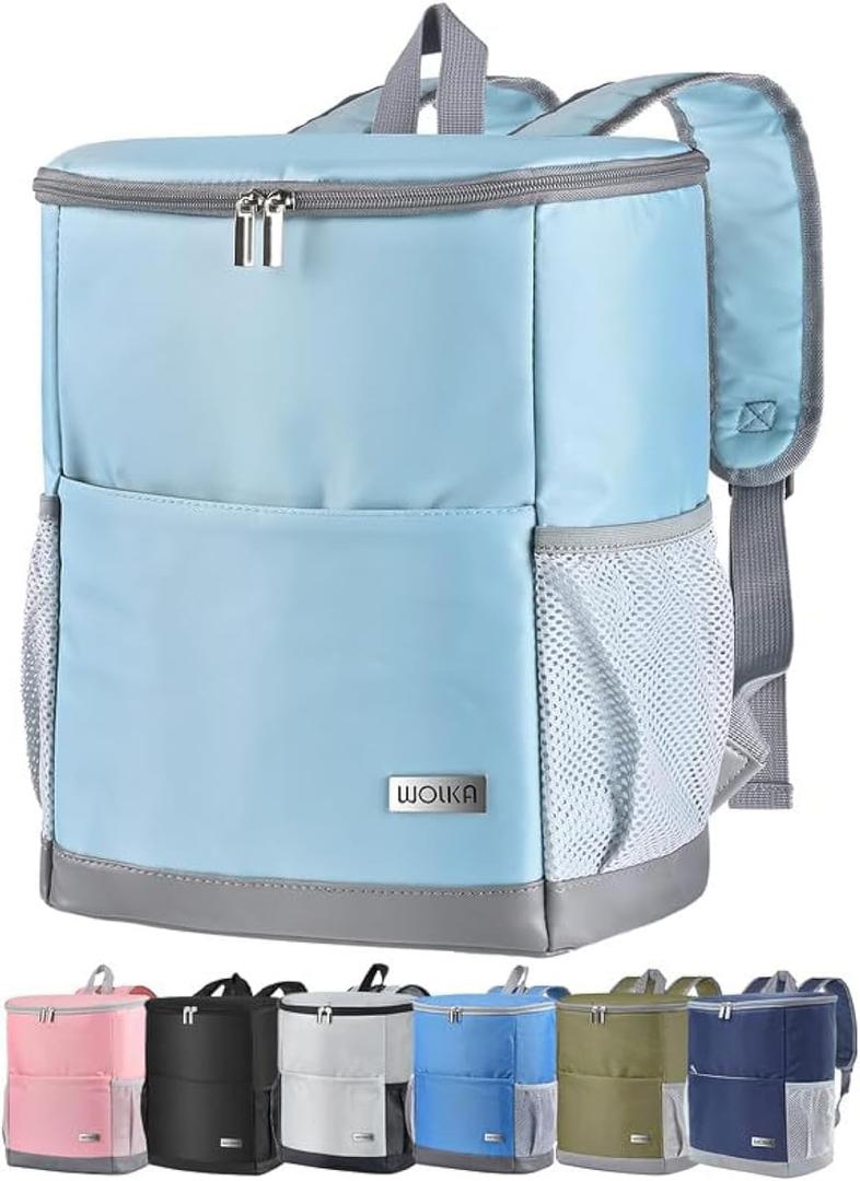 Insulated Cooler Backpack Outdoor - Leak Proof Backpack Cooler 30 Cans, Waterproof Lightweight Cooler Bag for 12h Hot/Cold Retention - Soft Cooler for Travel, Camping, Beach, Lunch (Powder-Blue)