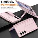 for Samsung Galaxy Z Fold 6 Case with Finger Strap, S Pen Holder & Stylus, Z Fold 6 Kickstand Case with Hand Strap, Hinge Protection, Screen Protector, Pink