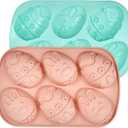 Easter Egg Molds Silicone 2 Pack Jumbo Easter Chocolate Molds Silicone Bunny Egg Shaped Muffin Cupcake Pan Non-stick Half Egg Shaped Moulds for Easter Breakable Chocolate, Easter Baking