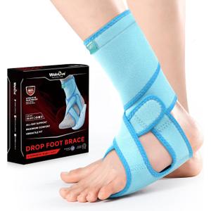 Welnove 2 Pack Drop Foot Brace with Arch SupportAFO Brace for Walking Relieve the Instability of Lower Limbs by Foot Drop, MS, TBI, Spinal Cord Injury, Cerebral Palsy(Blue, Include Left and Right)