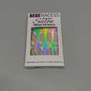 Press on Nails Extra Long - Aegenacess Square Press On Nails with 3D Gold Swirls, White and Nude Fake Nails with Glue Sticker, Handmade Stick On Nails False Nail in 12 Sizes, 24pcs