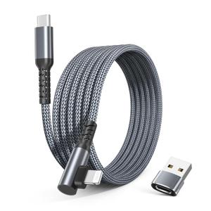 Basesailor USB C to Lightning Charger Cable Right Angled 6.6ft with USB A Adapter,90 Degree iOS Type C PD Fast Charging Cord for iPhone 11 12 13 14 10 Mini Pro Max,i11,i12,i13 (Grey)