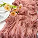 Booque Valley Dusty Blush Cheesecloth Table Runner 10ft Super Soft Boho Wrinkled Gauze Sheer Cloth for Baby Shower Baptism Birthday Party Wedding Centerpiece Table Decoration, 35x120 Inch
