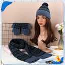 Winter Beanie Hat Scarf Gloves Set for Women Men Warm Hat Long Knit Scarf Glove Cold Weather Winter Gift for Adult (Black, Blue)