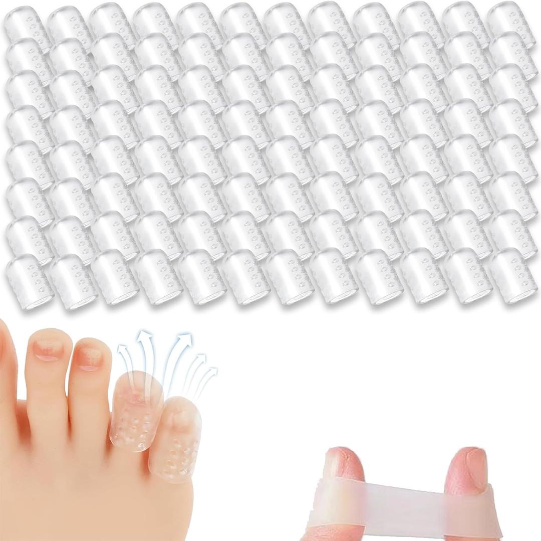 Silicone Anti-Friction Toe Protector, Silicone Toe Protectors, Gel Toe Protectors, Breathable Little Toe Covers, Blisters, Calluses, and Corns Protection (100PCS)