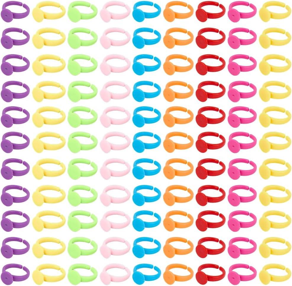 SUNNYCLUE 200Pcs Cabochon Ring Blanks Adjustable Blank Rings Colorful Acrylic Open Finger Ring Bases Tray Settings Components with 9mm Round Pad for Jewelry Making Rings DIY Crafts Women Supplies SUNNYCLUE 200Pcs Cabochon Ring Blanks Adjustable Blank Rings Colorful Acrylic Open Finger Ring Bases Tray Settings Components with 9mm Round Pad for Jewelry Making Rings DIY Crafts Women Supplies