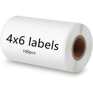 Phomemo Thermal Shipping Labels 4X6, White Compatible with Zebra, Rollo, Munbyn, Polono, Nelko for Address, Mail, Pack of 100, Per Roll