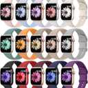 15 Pack Soft Silicone Bands Compatible with Apple Watch Band 40mm 41mm 38mm 45mm 44mm 42mm 46mm 49mm for Women Men,Sport iWatch bands Replacement Strap Wristbands for iWatch SE Series 10 9 8 7 6 5 4 3