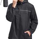 SWISSWELL Rain Jacket Men Waterproof Windbreaker, Lightweight Hooded Raincoat for Daily Casual, XL