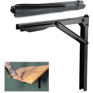 Wallmaster 24inch Folding Shelf Brackets Garage Heavy Duty Steel Max Load 500lb Floating Wall Mounted Collapsible Shelf Bracket Space Saving (Pack of 2, No Board)