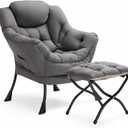 Lazy Chair with Ottoman, Comfy Accent Reading Chair
Foldable Footrest,Removable Cover,with Armrests and Side Pockets,Upholstered Lounge Chair for Bedroom,Dorm,Office,Small Space