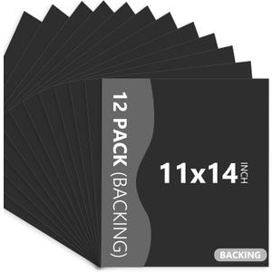 Somime 12 Pack Backing Boards Only - 11x14 Uncut Black Mats Matboards, Acid Free Backerboards, Ideal for Photos/Pictures/Prints/Frames/Arts