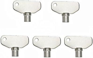 Recmod 5 Pcs E3-5-15 Series Barrel Keys Vise Action Nickel Plated Steel Large Compression Latch Tubular Key for RV Motorhome Camper, 4 notches fit Southco Lock RV Lock Storage