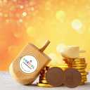 The Dreidel Company Hanukkah Chocolate Gelt, 144-Pack Mesh Bags of Milk Chocolate Coins, Kosher Certified Dairy, Dreidel and Menorah Design Chanukah Coins