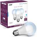 Feit Electric OM60/950CA/AG/3 60 Watt Equivalent WiFi Dimmable, No Hub Required, Alexa or Google Assistant A19 LED Smart Light Bulbs, 4.4" H x 2.4" D, 5000K Daylight, 3 Count