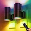 Briignite Night Lights Plug into Wall, 2 Pack 11-Color Changing Night Light with 1 Remote Control, 3000K+6000K+RGB LED Nightlight for Kids with Light Sensor, 0-100 LM Adjustable for Bedroom, Stairway