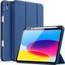 JETech Case for iPad (A16) 11th/10th Generation (2025/2022) with Pencil Holder, Slim Tablet Cover with Soft TPU Back, Auto Wake/Sleep (Navy)