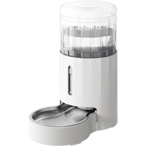 CZPET Automatic 4L/1Gal/135Oz Cat Water Dispenser with Stainless Steel Bowl, Gravity Waterer for Small Medium Dog Puppy Kitten (White)