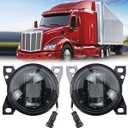 Fog Lights Assembly LED fit for Peterbilt 579(2013-2022), Peterbilt 587(2013-2022), Kenworth T660(2013-2021) Fog Lamp Driver and Passenger Side Semi Truck (Black)