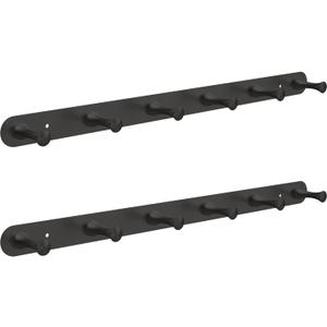 DGYB Set of 2 Coat Rack Wall Mount 6 Black Coat Hooks Wall Mount Stainless Steel 16 inch Towel Hanger for Bathroom Bedroom Mudroom Entryway