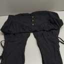 Runcati Mens Medieval Ankle Pants Renaissance Viking Pirate Lace Up Tapered Halloween Linen Costume Trousers (X-Large, Black)