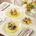 Rubtlamp 60 Pcs Yellow Plastic Plates, Hammered Heavy Duty Disposable Plates, Fancy Party Platos Include 30 Yellow Dinner Plate,30 Disposable Dessert Plate for Daily Reception