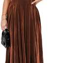 Women's Velvet Maxi Dress Formal Dresses for Wedding Guest Dress (Large, P#velvet- brown)