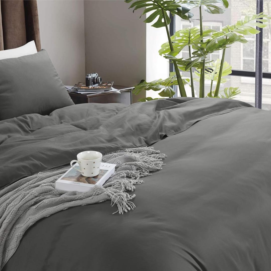 Hombys Duvet Cover, King Size Gray, 120x120 inch