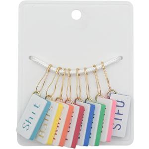 Roioiow Things I Say While Knitting - Funny Swear Stitch Markers for Crafting, 8 Colorful Pieces with Humorous Quotes, Ideal Gift for Crochet Enthusiasts
