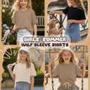 3 Pack Girls' Shirts Half Sleeve Crew Neck Tops Casual Loose T Shirts Teen Soft Basic Tee Kids Clothes 13-14Y