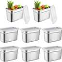 8 Pcs Stainless Steel Food Containers with Lids 1/9 Size Steam Hotel Pans 1 mm Thick Restaurant Table Pans Food Prep Pan Metal Meal Steamer for Freezer Buffet Kitchen