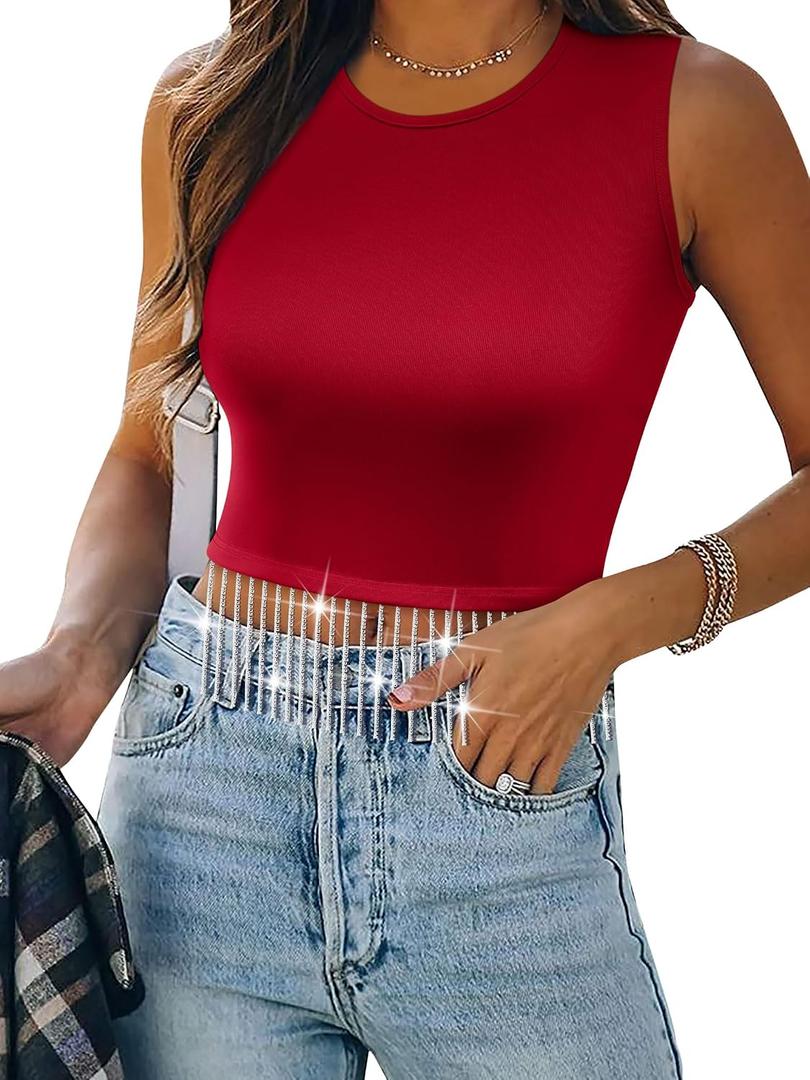 Nlife Womens Nashville Sparkly Fringe Sleeveless Tops Concert Raceback Ribbed Tank Tops with Glitter Tassel (S)