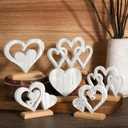 Yousoontic 6 Pcs White Valentine Day Decorations White Wooden Heart Signs Table Decor Vintage Heart Table Centerpieces Farmhouse Home Kitchen Valentine Gift Tiered Tray Decor for Home Office Mantel