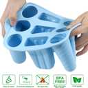 9 Cavity Popsicles Molds with 50pcs Wooden Sticks, Silicone Popsicle Mold, BPA Free Popsicle Maker Molds, Reusable Homemade Ice Pop Mold, Easy-Release Ice Cream Mold for Kids Adult DIY Ice PopsBlue