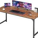 PRAISUN 55 Inch Computer Desk, Home Office Desk with Spacious Desktop, Modern Gaming Desk, Writing Study Table for Bedroom, Small Spaces, Work from Home Desk with Metal Frame, Rustic Brown