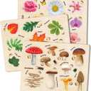 QUOKKA Wooden Puzzles for Toddlers 2-4  3X Set Montessori Toys Puzzles for Kids Ages 3-5  Wood Educational Baby Game 12-18 Months  Gift Learning Mushrooms Flowers Leaves for Boy & Girl 3-5